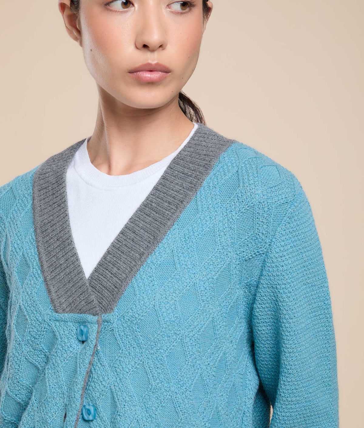 V-Neck Sand Cocos Cardigan