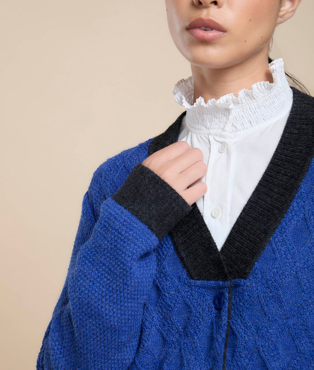V-Neck Sand Cocos Cardigan