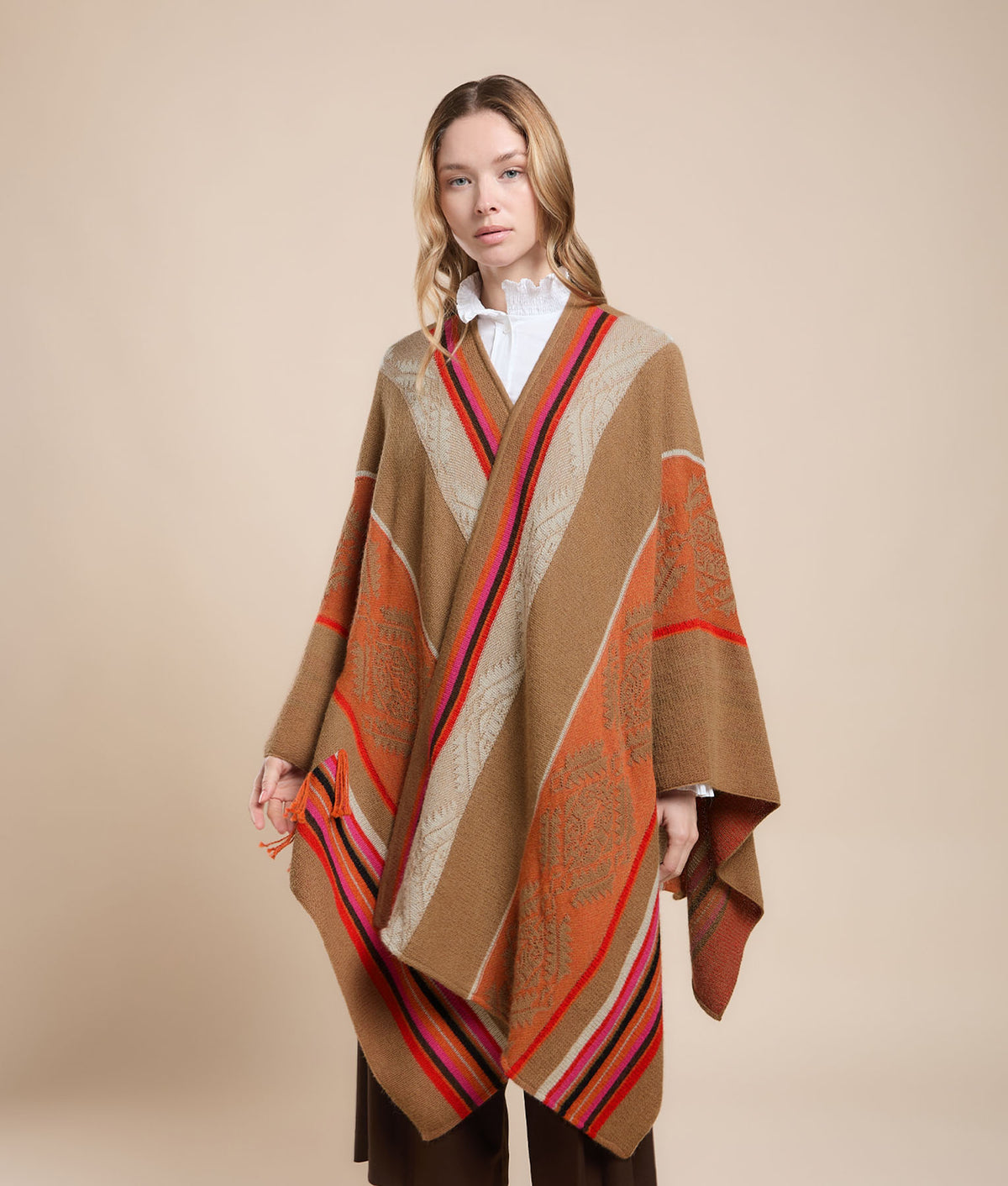 Irregular Stripe Jacquard Cape