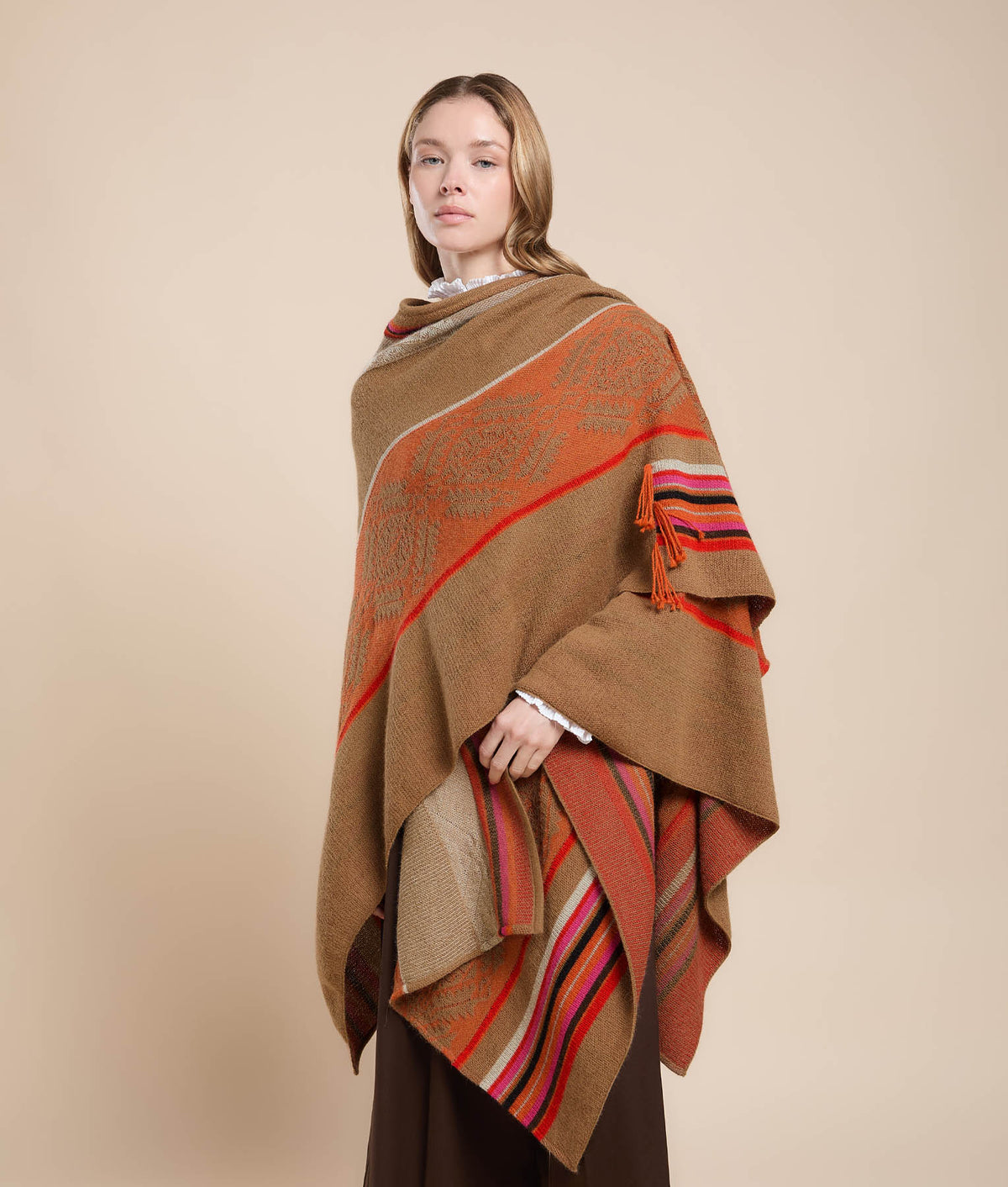 Irregular Stripe Jacquard Cape