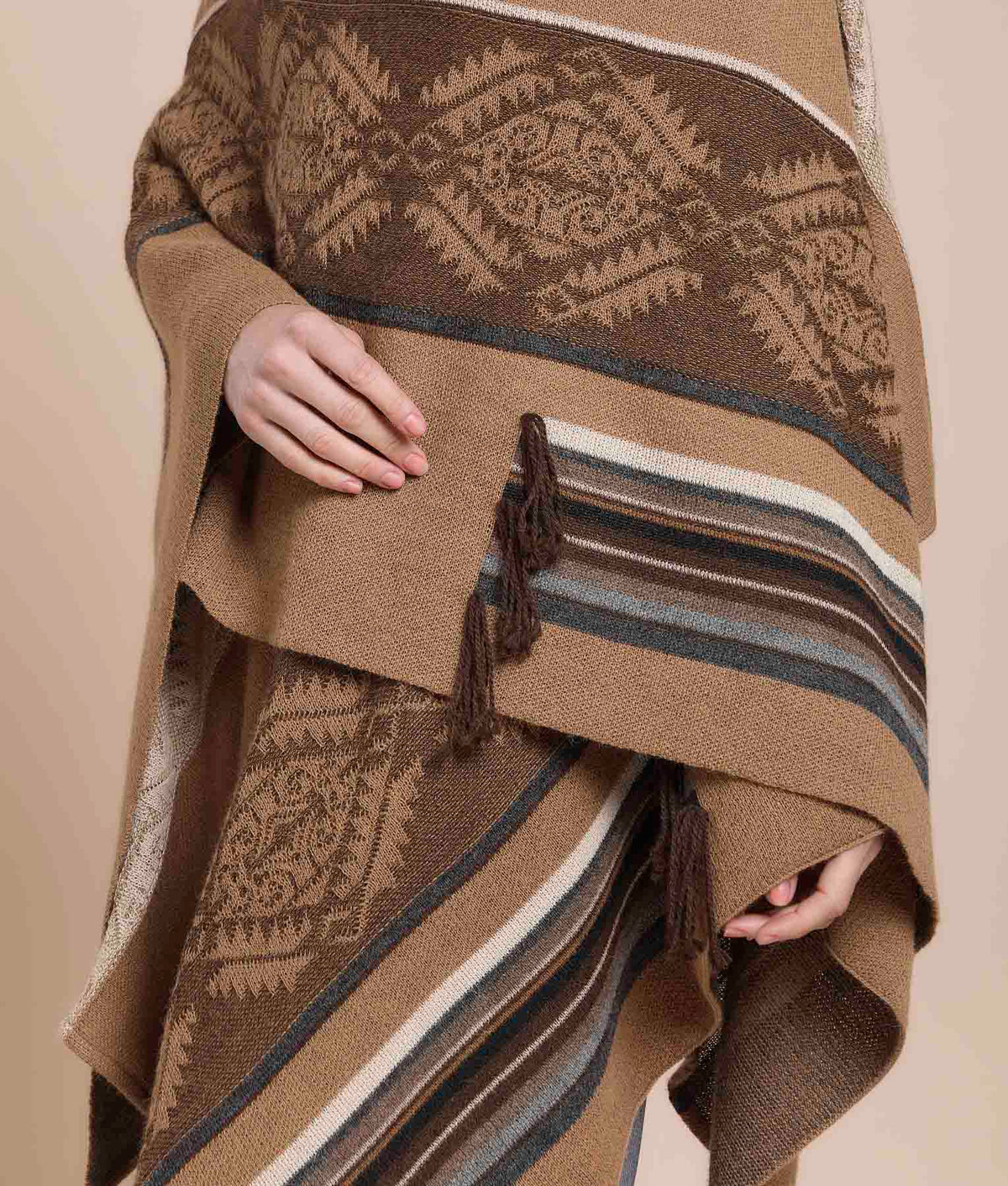 Irregular Stripe Jacquard Cape