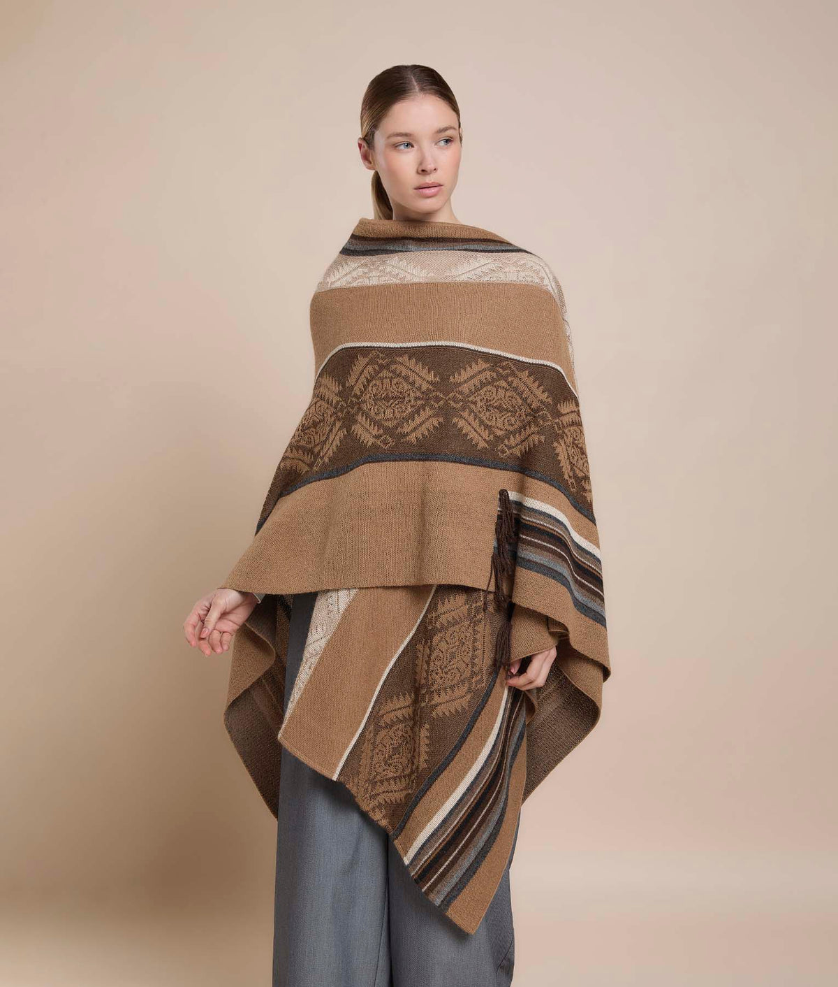 Irregular Stripe Jacquard Cape