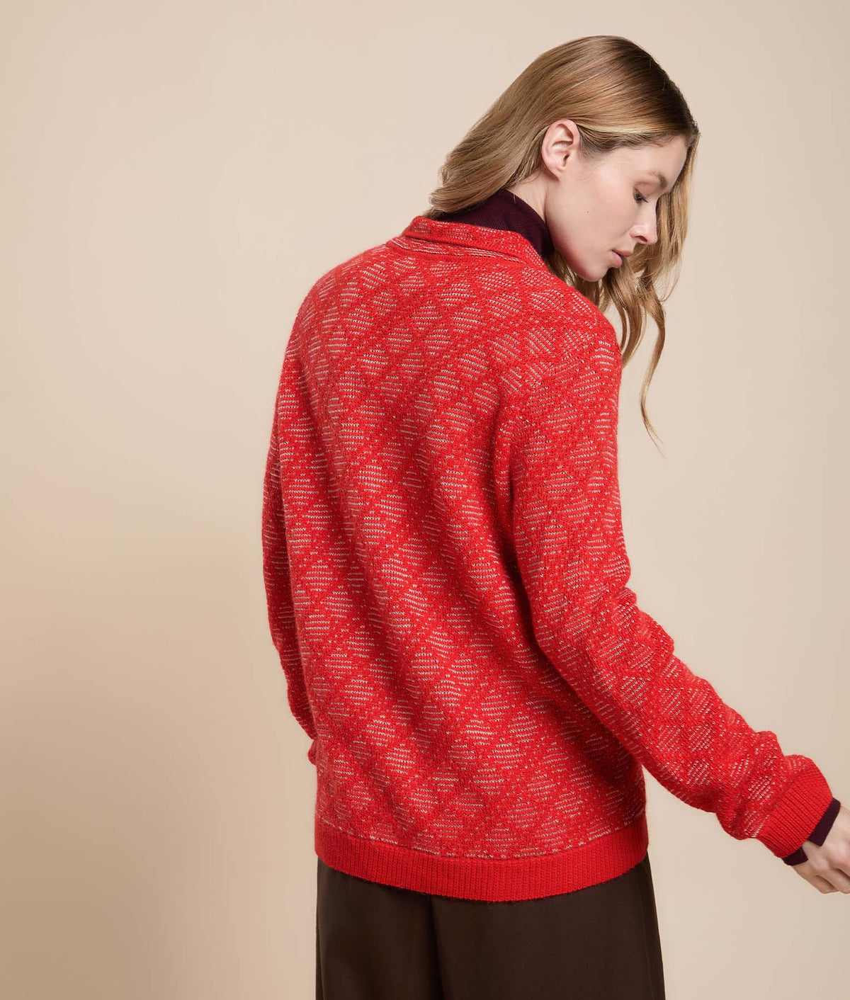 Short Textured Jersey Cardigan