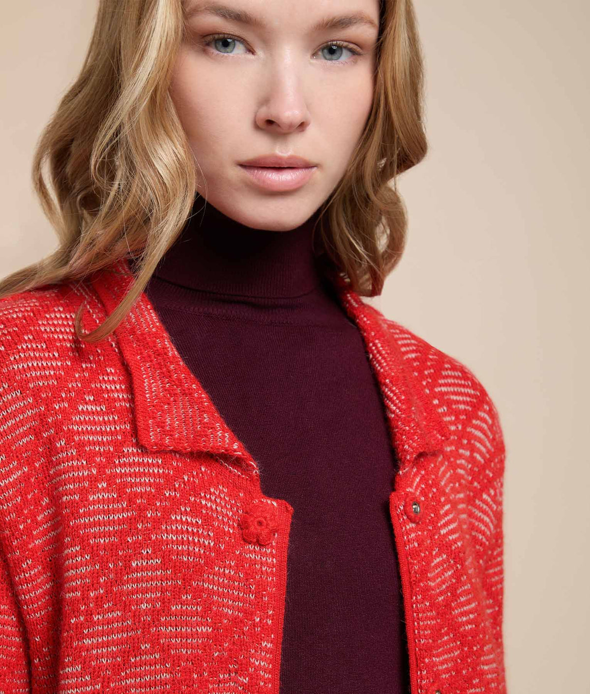 Short Textured Jersey Cardigan