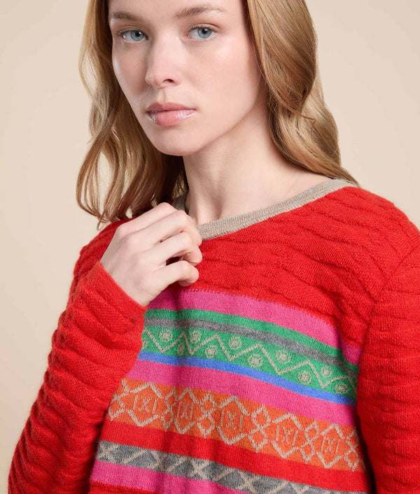 Ocean Crew Neck Sweater — Party Red — party red baby alpaca by Sol Alpaca