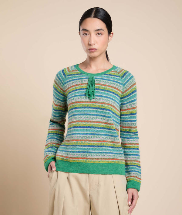 Anderoco Jacquard Sweater — Island Green — island green baby alpaca by Sol Alpaca