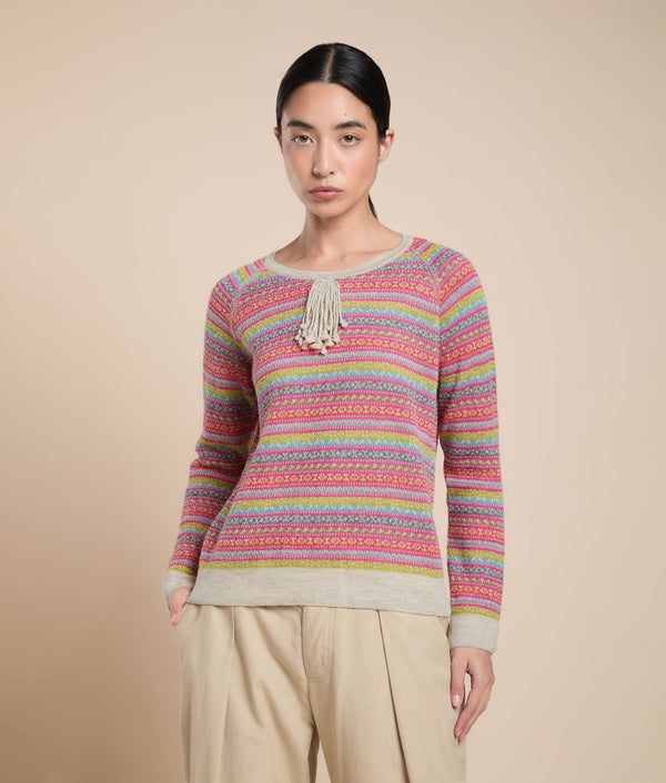 Anderoco Jacquard Sweater — Fuchsia Pink — fuchsia pink baby alpaca by Sol Alpaca