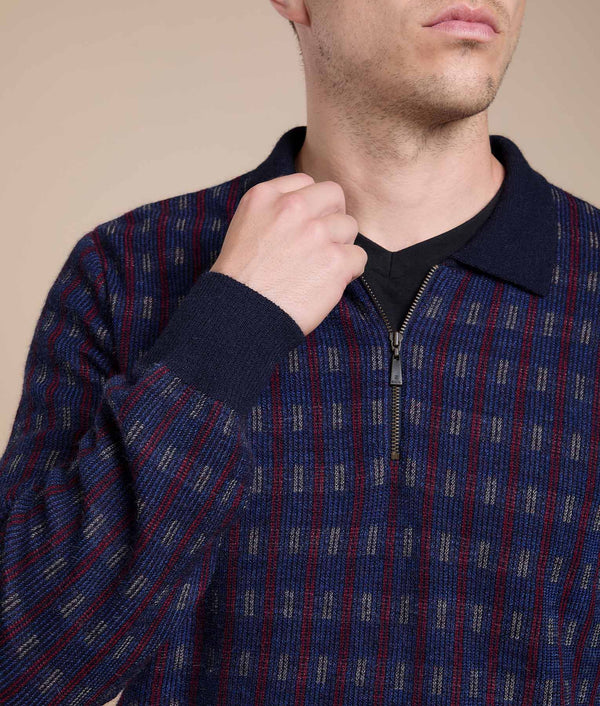 Sparkle Jacquard Sweater — Navy Blue — navy blue baby alpaca by Sol Alpaca