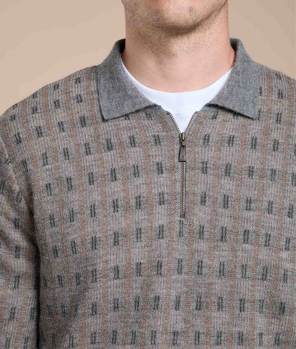 Sparkle Jacquard Sweater — Silver Gray — silver gray baby alpaca by Sol Alpaca