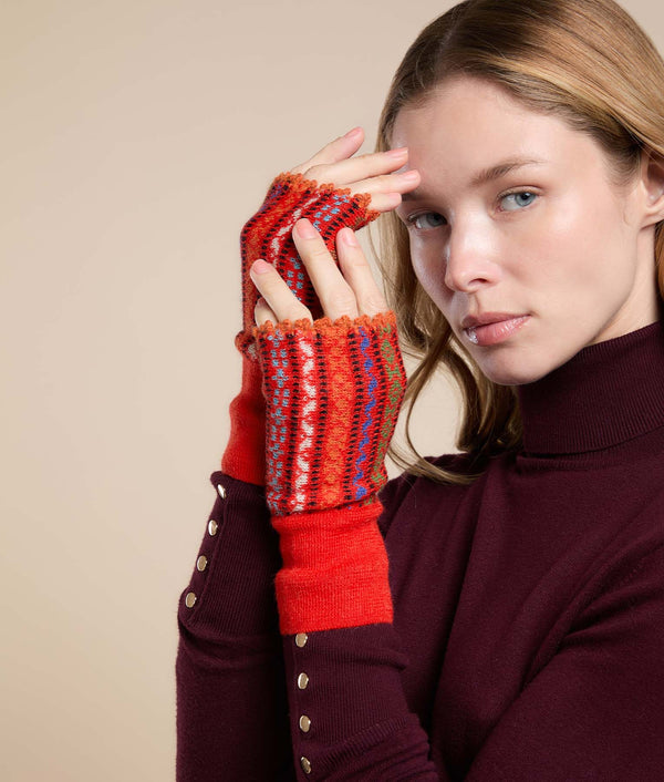 Flautista Mittens — Intense Red — intense red baby alpaca by Sol Alpaca