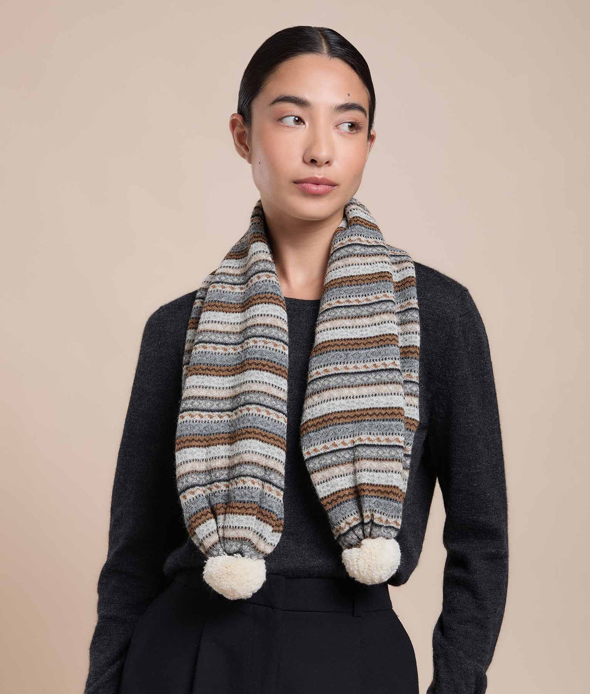 Jacquard Pom-Pom Shawl