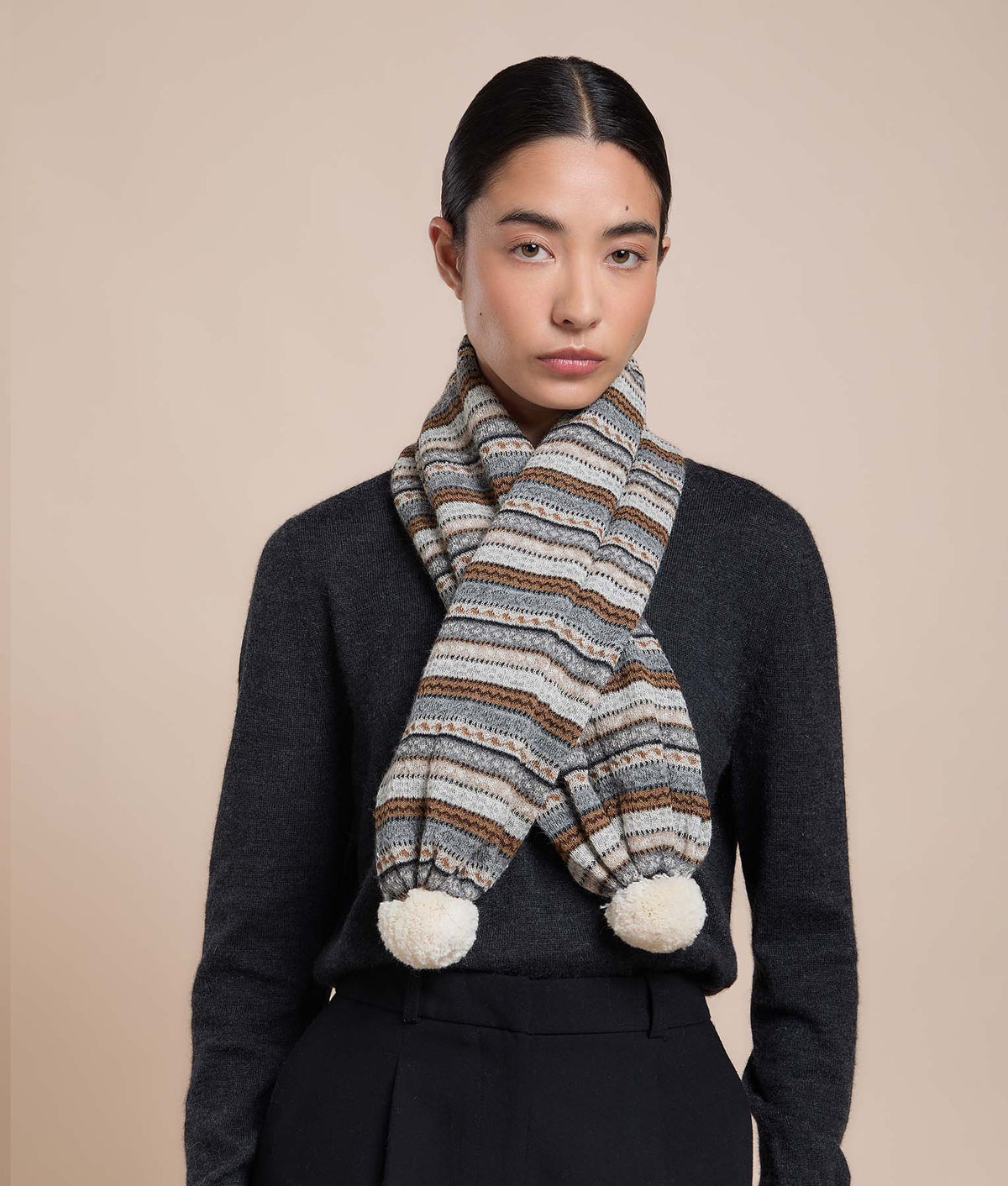 Jacquard Pom-Pom Shawl