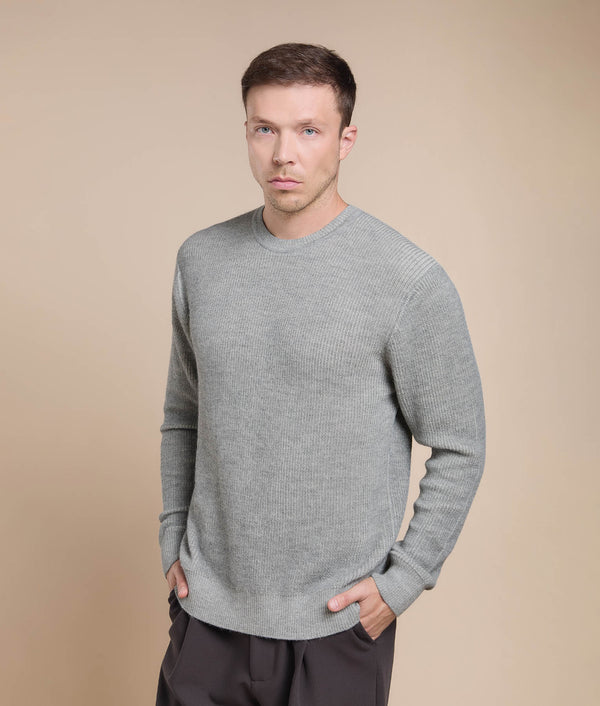 Men's Pearl Stitch Sweater — Silver Grey — silver grey baby alpaca by Sol Alpaca