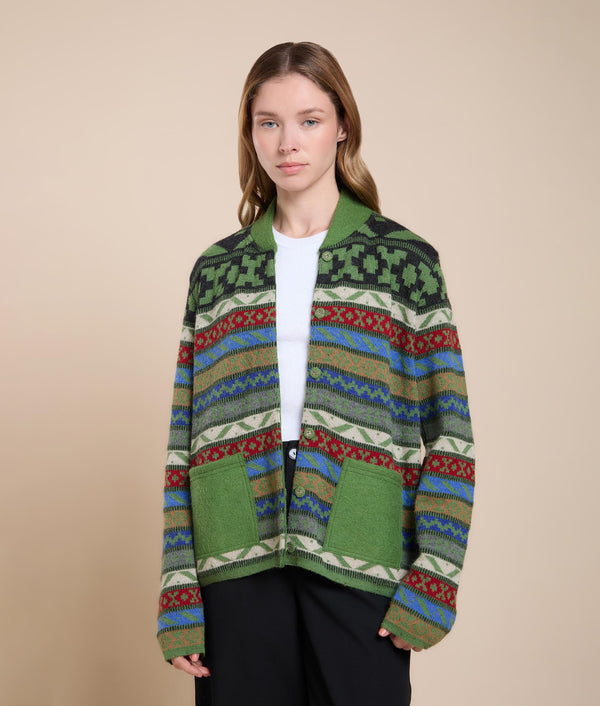 Women's 40's Cropped Cardigan — Forest Green — forest green baby alpaca by Sol Alpaca