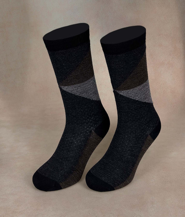 Triangles Intarsia Men Socks — 22004m|c001 baby alpaca by Sol Alpaca