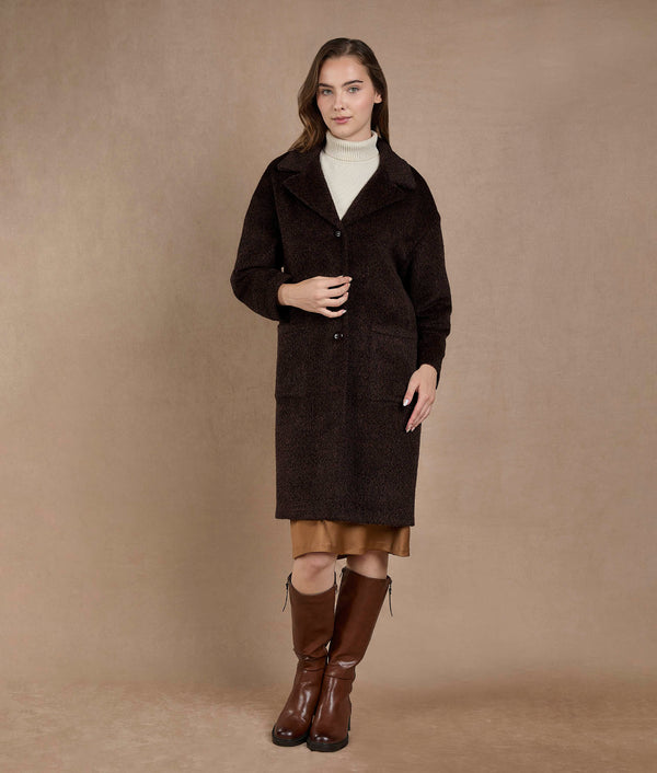 Brown Long Coat — toasted coconut baby alpaca by Sol Alpaca