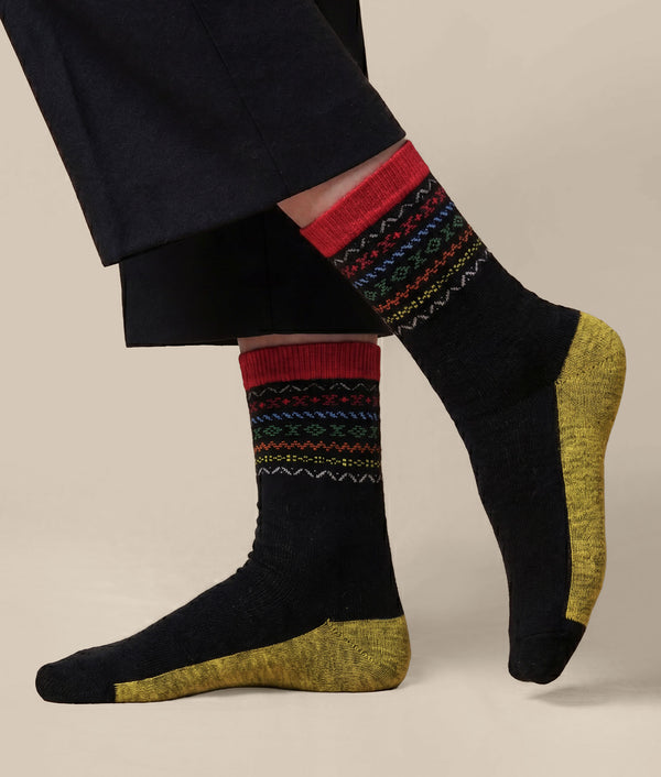 Women's Alfredo Socks — Black And Yellow Marbled — black and yellow marbled baby alpaca by Sol Alpaca