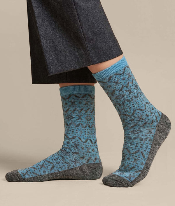 Women's  Bicolor Andes Socks — Light Blue And Marbled Gray — light blue and marbled gray baby alpaca by Sol Alpaca