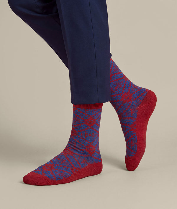Women's Simplified Striped Socks — Red And Mauve — red and mauve baby alpaca by Sol Alpaca