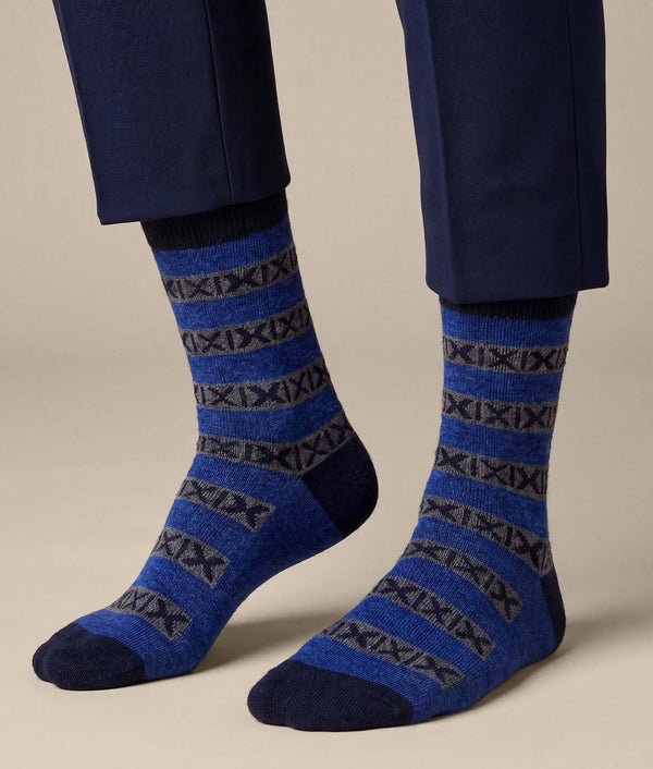 Men's Exices Striped Socks — Jet Black And Cement Gray — jet black and cement gray baby alpaca by Sol Alpaca