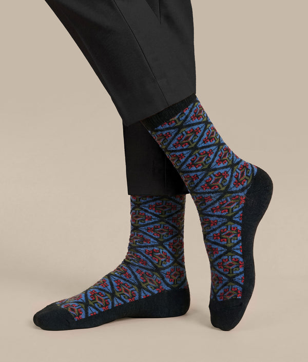 Women's Iconic Socks — Jet Black And Steel Blue — jet black and steel blue baby alpaca by Sol Alpaca