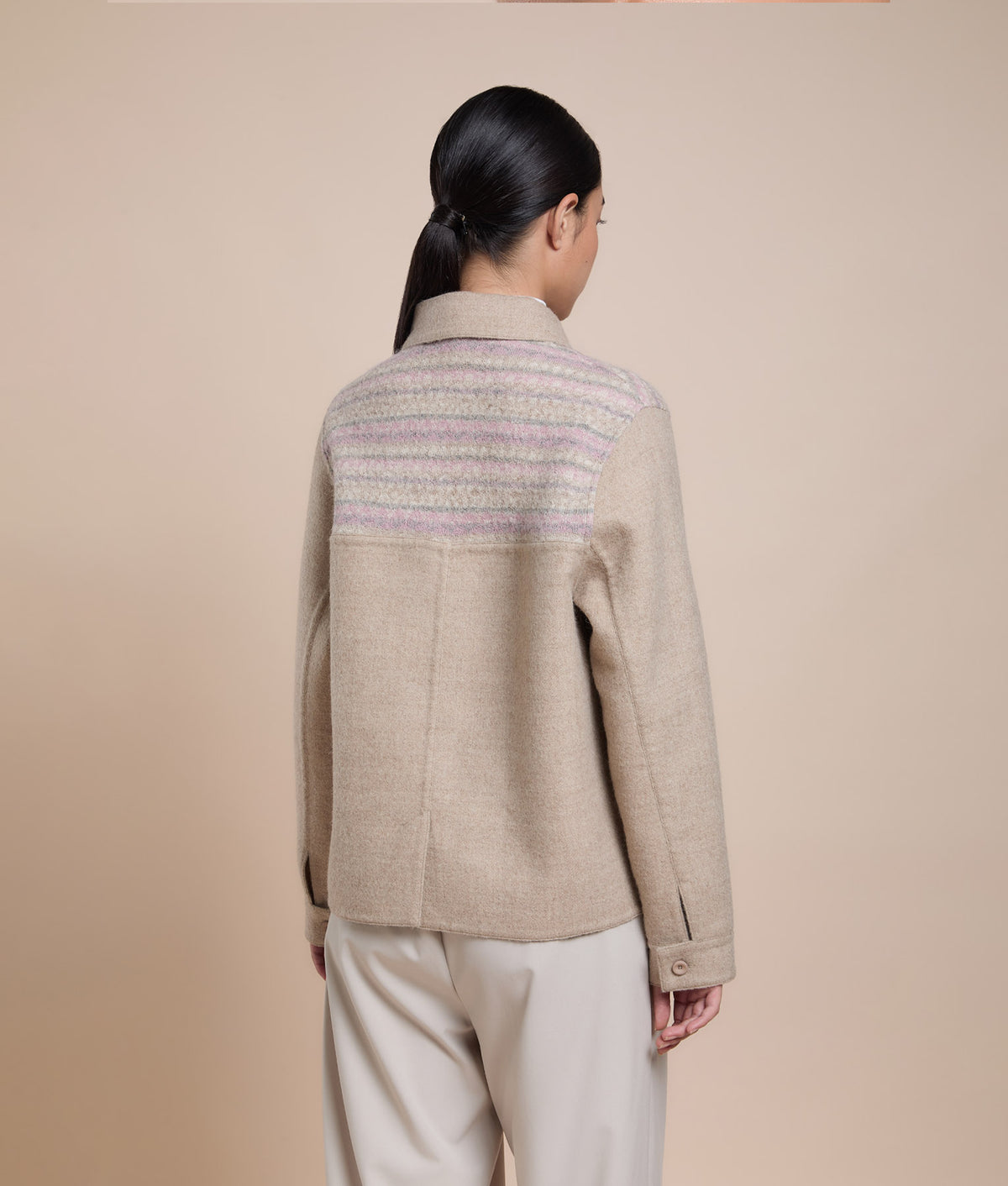 Reversible Short Coat with Knit Details
