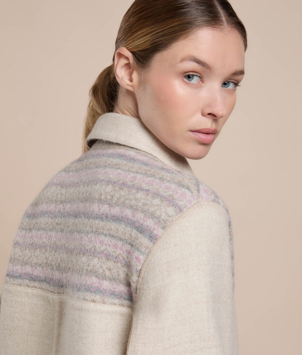Reversible Short Coat with Knit Details