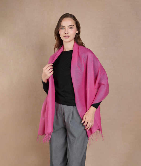Tafeta Shawl — Pink Peacock — pink peacock baby alpaca by Sol Alpaca