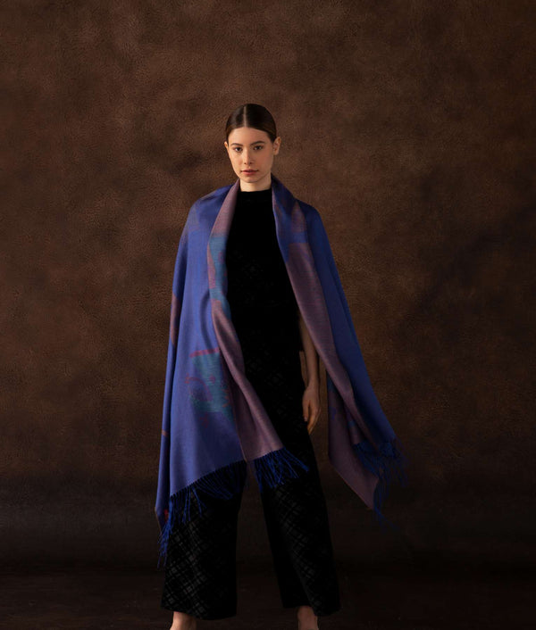 Paracas The Flight Shawl - Electric Blue — electric blue baby alpaca by Sol Alpaca