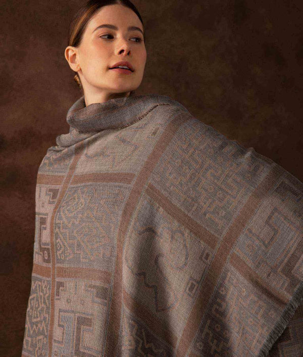 Chancay Little Windows Shawl - Satin Gray — satin gray baby alpaca by Sol Alpaca