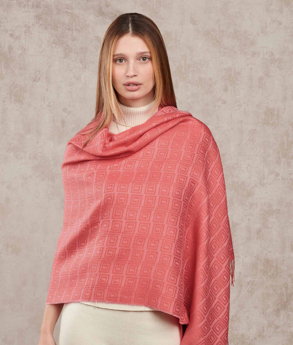 Sol Shawl — Sachet Rose And Molten Lava — sachet rose and molten lava baby alpaca by Sol Alpaca