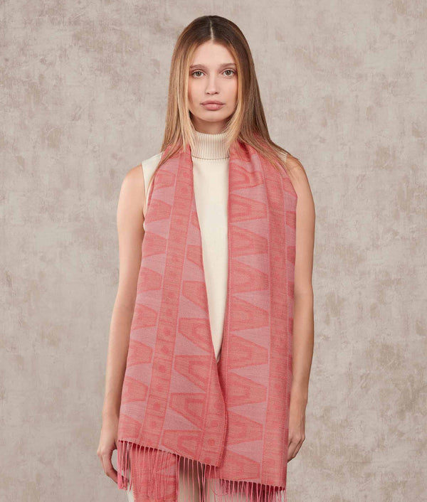 Las Andenas Shawl — Rouge Red And Pink Sachet — rouge red and pink sachet baby alpaca by Sol Alpaca