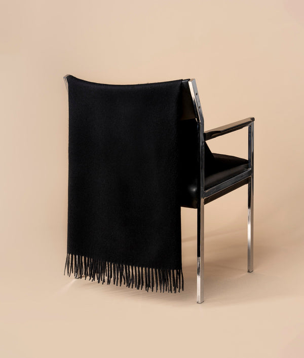 Classic Light Throw - Black — black baby alpaca by Sol Alpaca