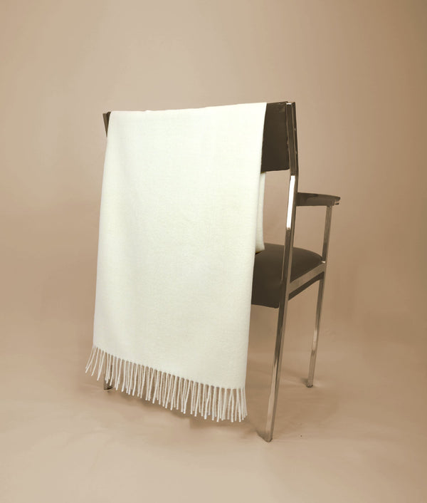 Classic Light Throw - Antique White — antique white baby alpaca by Sol Alpaca
