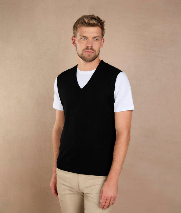 Classic V-Neck Vest - Black — black alpaca by Sol Alpaca