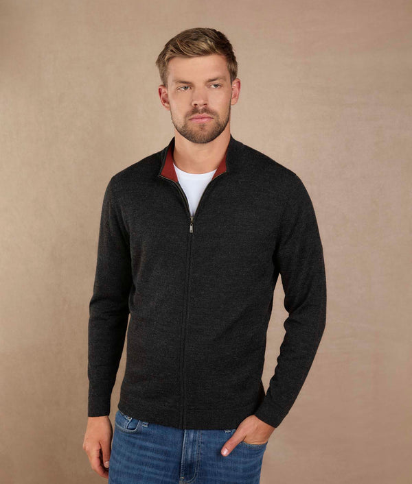 Midnight Black Mock Neck Cardigan — midnight black alpaca by Sol Alpaca