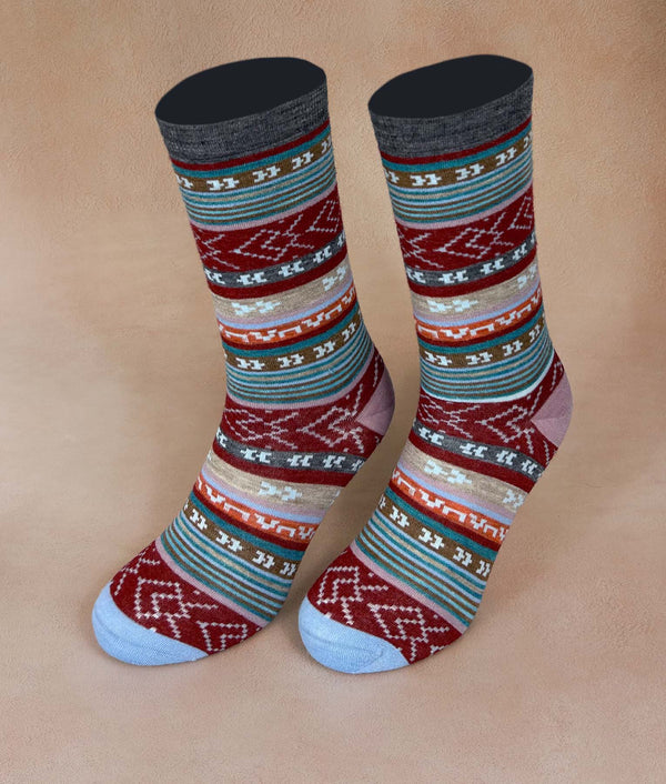 Multi Jacquard Women Socks — B1902w/M1|c003 — b1902w/m1|c003 baby alpaca by Sol Alpaca