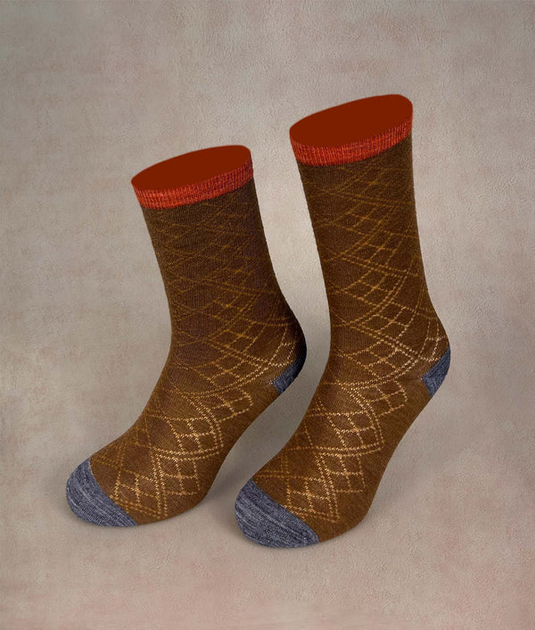 Bi Colour Jacquard Women Socks — B1904w/M1|c001 — b1904w/m1|c001 baby alpaca by Sol Alpaca