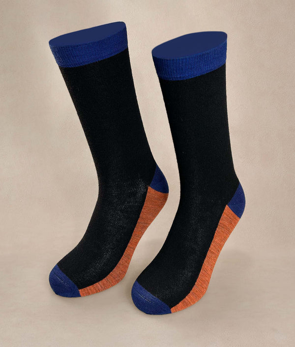 Men´s Socks Color Block - black — black baby alpaca by Sol Alpaca