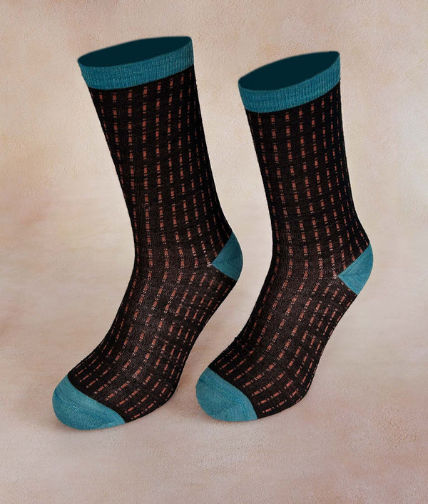 Lines Interrupted Women Socks — B2508w/M|c001 — b2508w/m|c001 baby alpaca by Sol Alpaca
