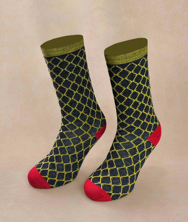 Women Socks La Panal - olive green — olive green baby alpaca by Sol Alpaca