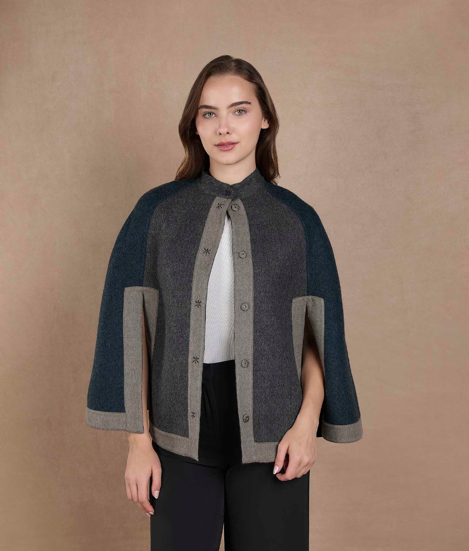 Color Blocked Reversible Cape - Ghost And Tornado