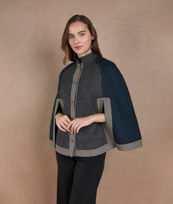Color Blocked Reversible Cape - Ghost And Tornado — ghost and tornado baby alpaca by Sol Alpaca