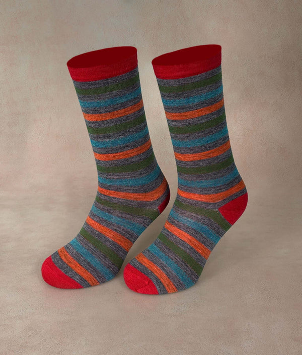 Multi Stripes Women Socks — lcmic07w/m1|c001 baby alpaca by Sol Alpaca