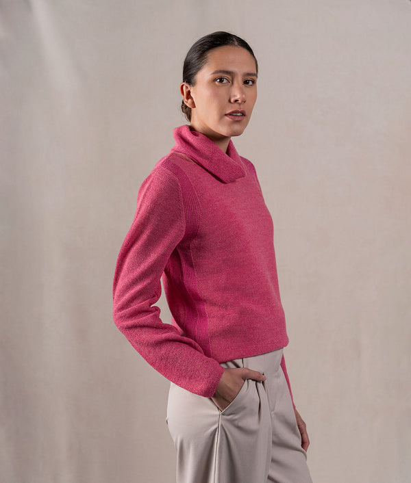 Links Sweater - Deep Pink — deep pink baby alpaca by Sol Alpaca