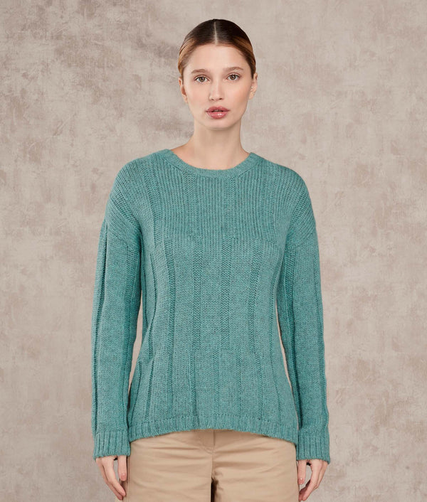 Ribbed Long Sweater — Turquoise Water — turquoise water baby alpaca by Sol Alpaca