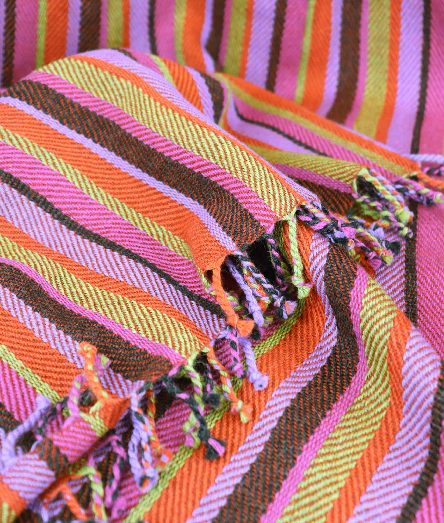 Striped Herringbone Baby Alpaca Throw