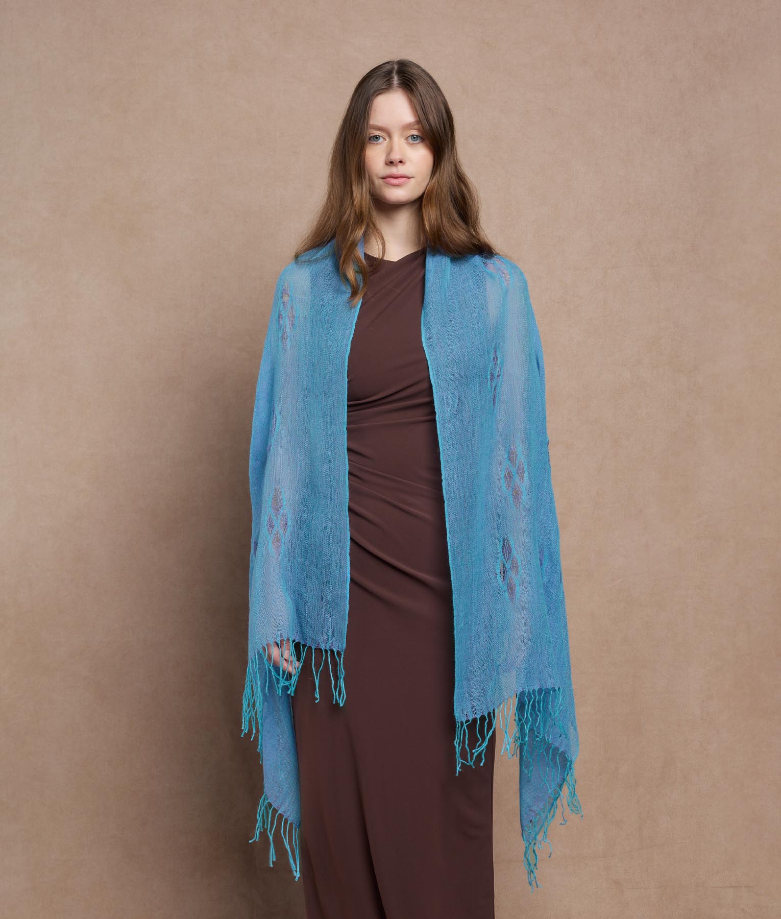 Cocos Twisted Fringe Stole - margarita blue and light purple