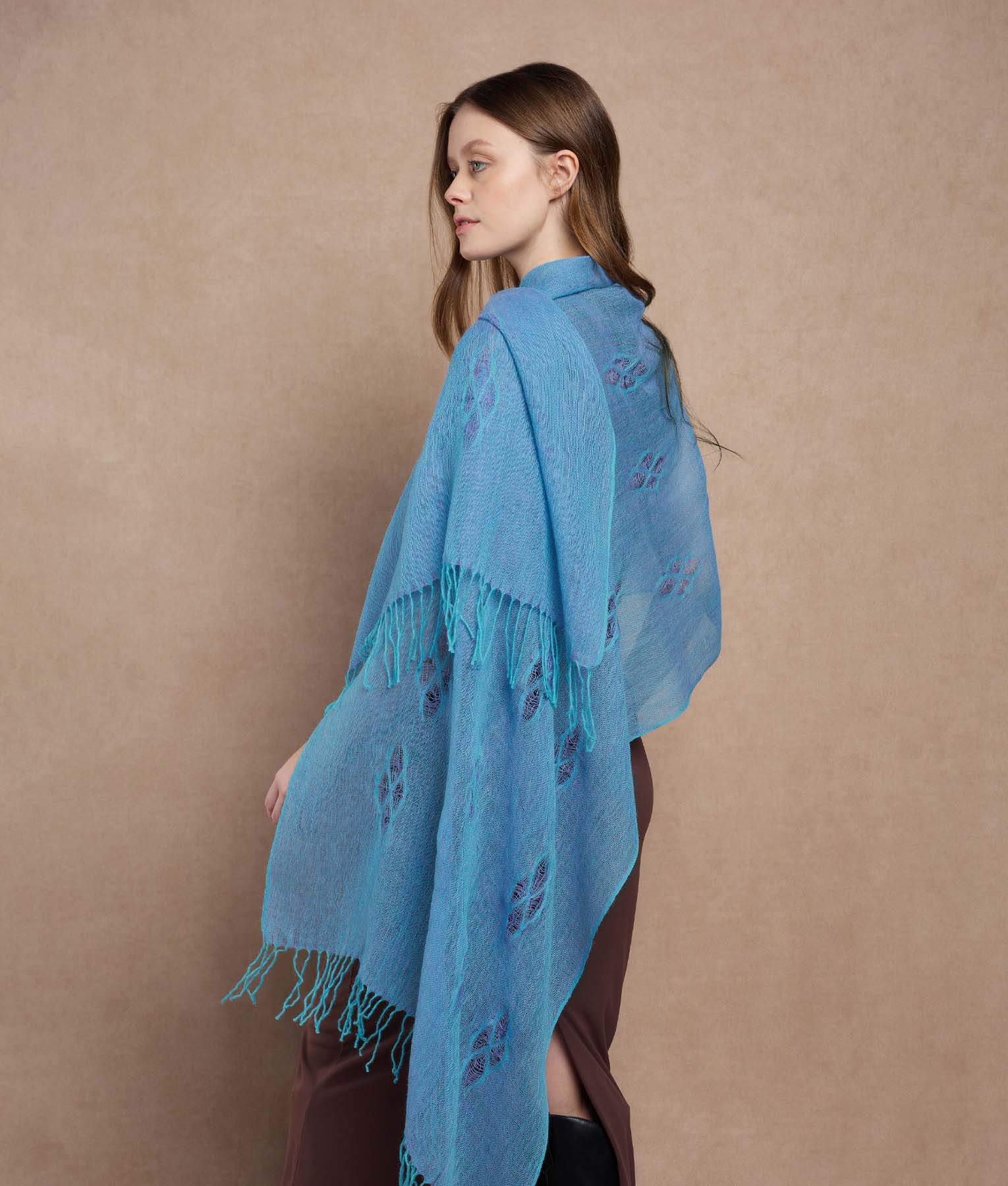 Cocos Twisted Fringe Stole - margarita blue and light purple