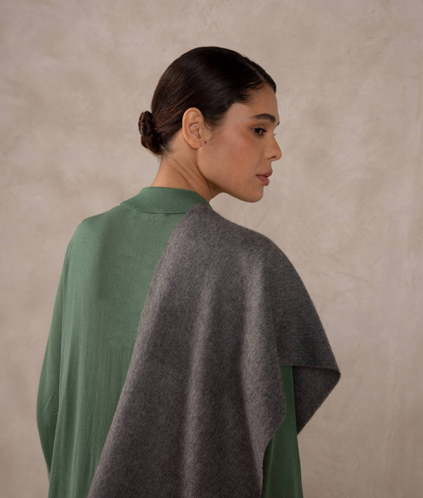 New Long Fringed Scarf Baby Alpaca — December Sky Grey — december sky grey baby alpaca by Sol Alpaca